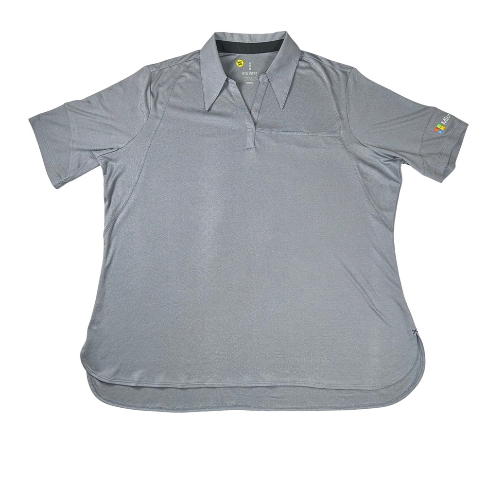 Elevate Torres‎ Microsoft Polo Shirt Womens 3XL Steel Grey Short Sleeve V-Neck